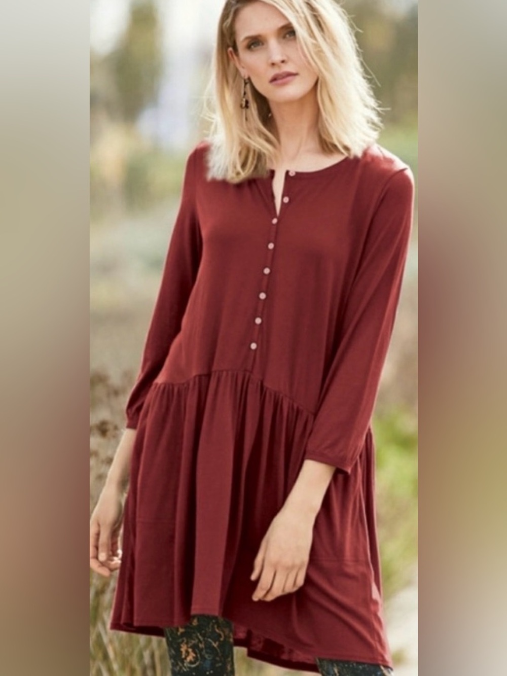Peruvian Connection Printmaker Tunic in Saddle Brown XS